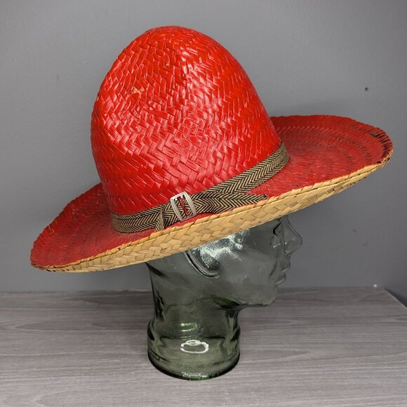 Vintage American Harvest Hat Co Sun Toppers Red Woven Straw Hat Size Medium - Picture 1 of 14
